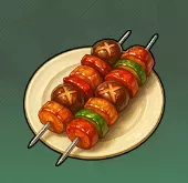 巨大なキノコの串焼き画像