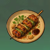 風味豊かな肉串焼き画像