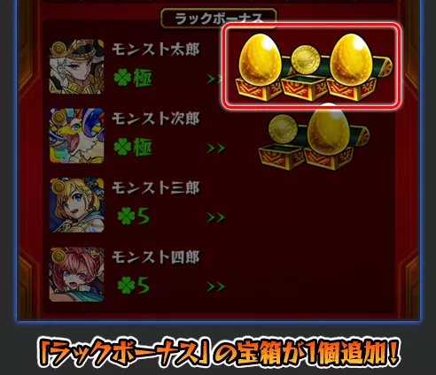 ラキモン3種で宝箱が1つ増加