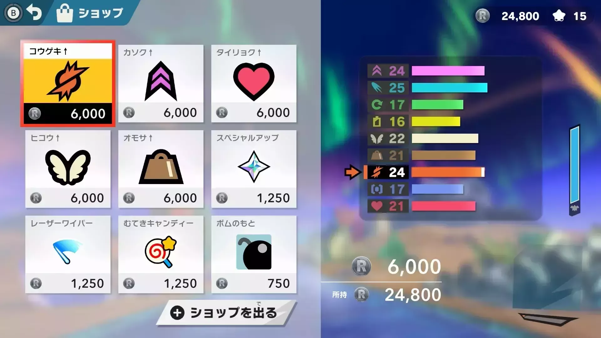 ショップでアイテムを購入