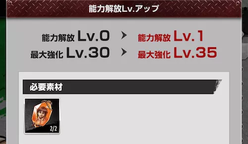 能力解放レベルアップ