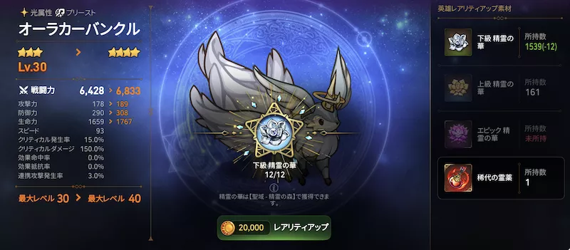 レアリティを上げてから売却