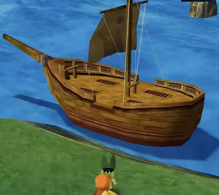 西にある船に乗る