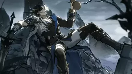 お酒を呑んでいる剣士の男性