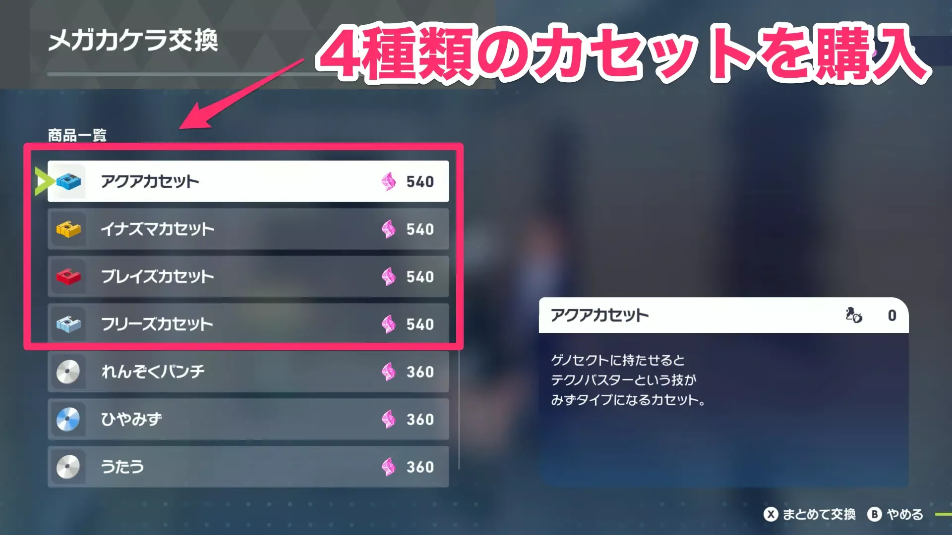 4種類のカセットを購入