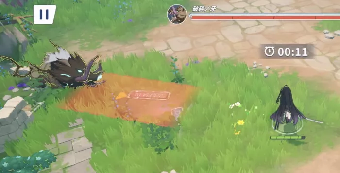 ボスの正面にはたたない