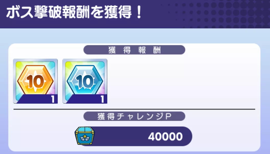 裏チャレンジ撃破報酬