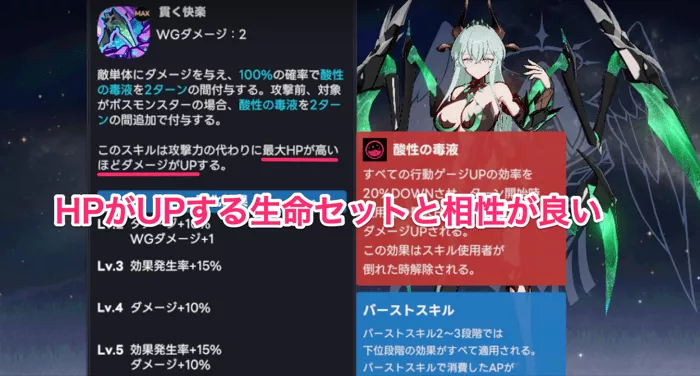 スキルと装備セットの相性