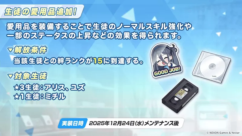 4キャラの愛用品が追加