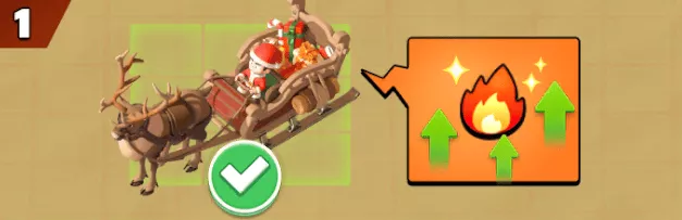 サンタの馬車を獲得したら発車させて人気レベルを上げる