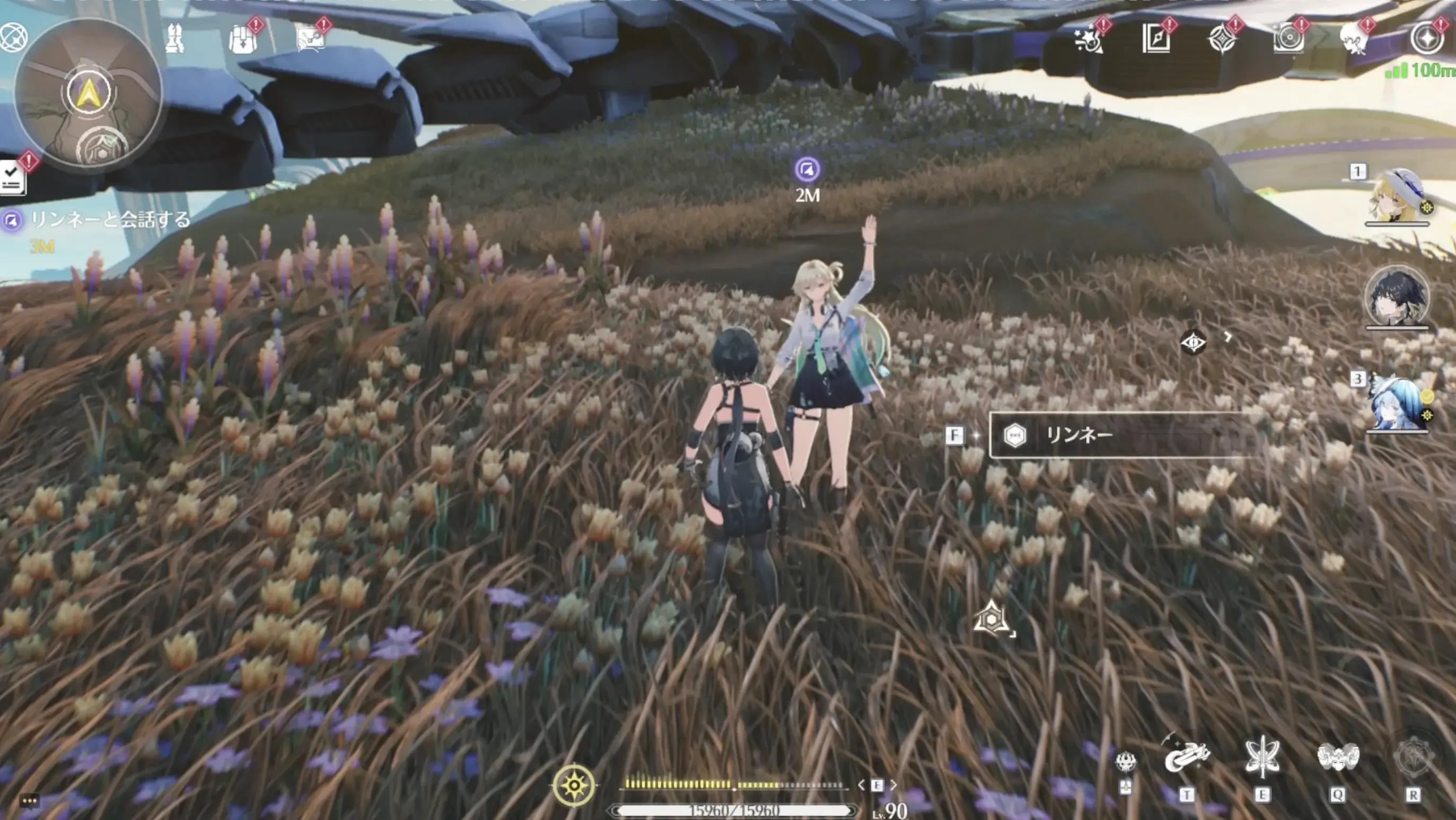 フライフィッシュ付近にいるリンネーに話しかける