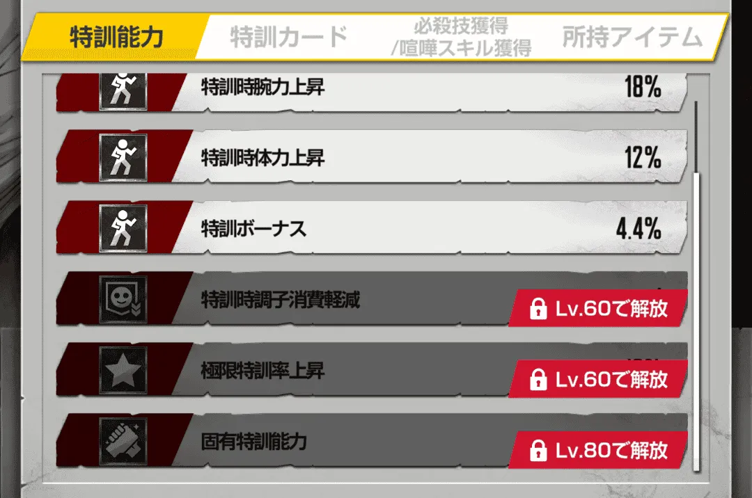 新しい特訓能力を習得