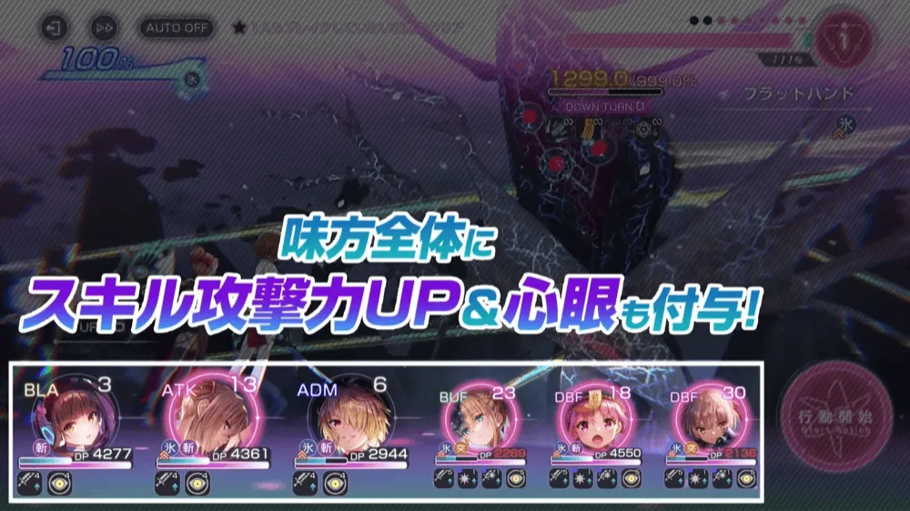 EXスキルで全体にバフを付与しつつ全体攻撃