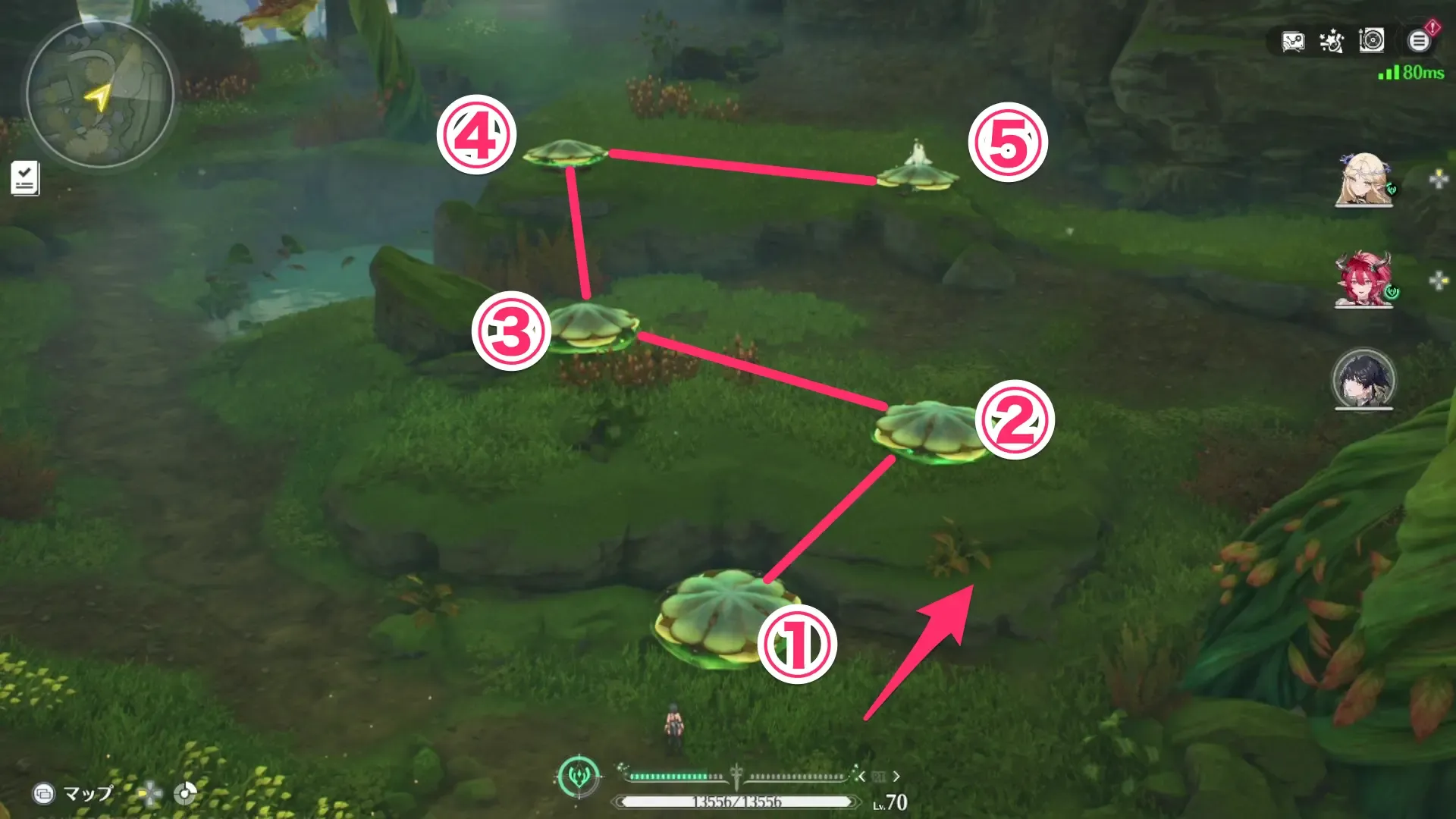 キノコの踏む順番