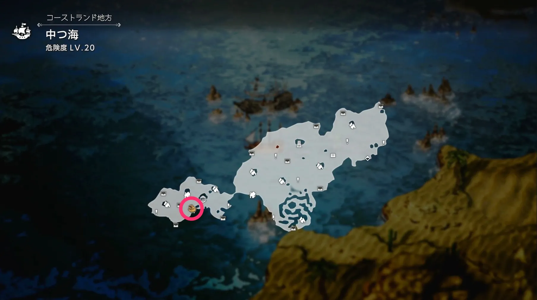 沈没船の探索のマップ