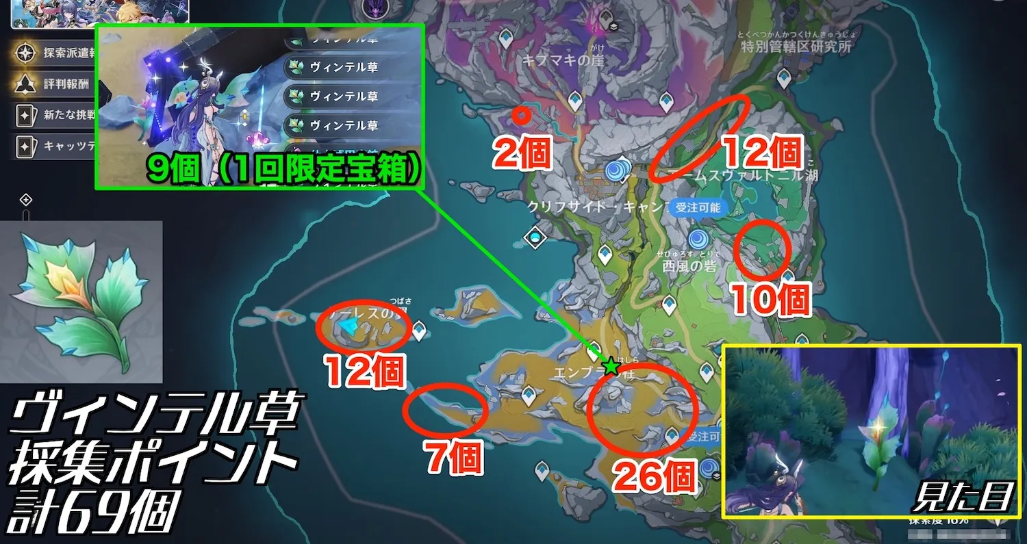 ヴィンテル草採集ポイントまとめ