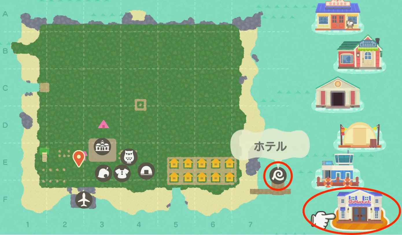 桟橋のリゾートホテルの場所