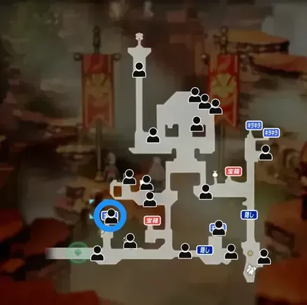 名家の盾の青宝箱マップ画像