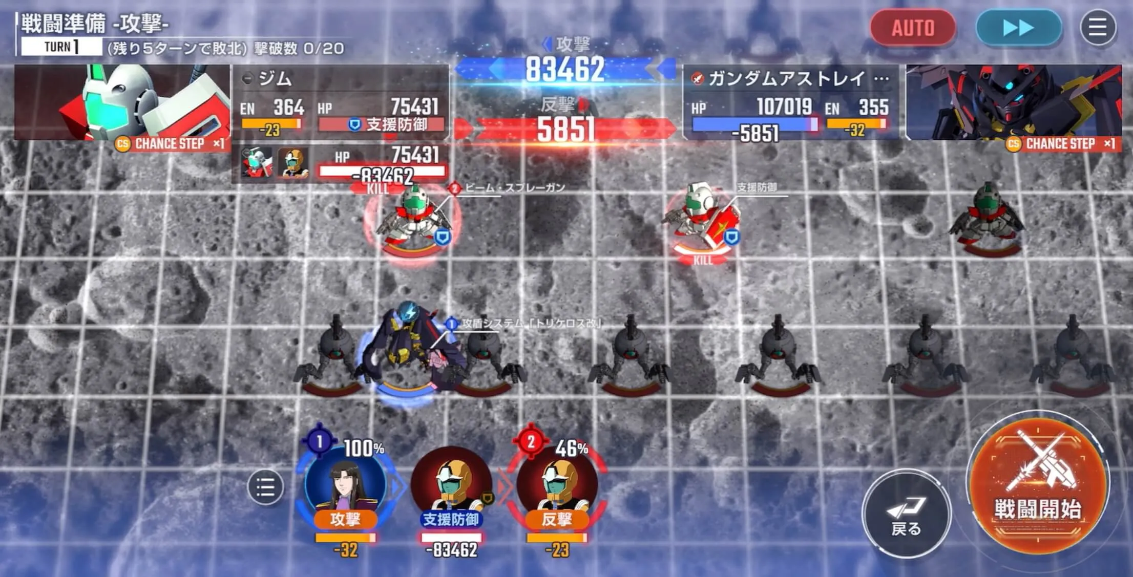 先に支援防御の敵を倒してボールを防御させない