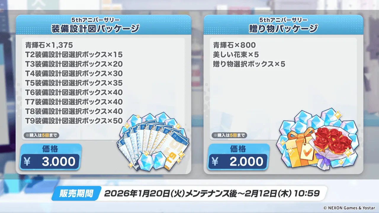 装備設計図パッケージと贈り物パッケージ