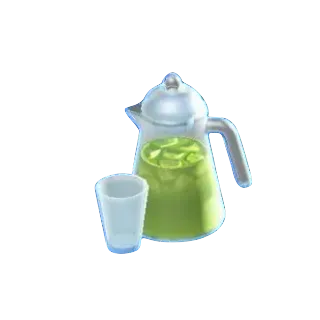 ガラスピッチャーの緑茶の画像