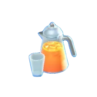 ガラスピッチャーのオレンジジュースの画像