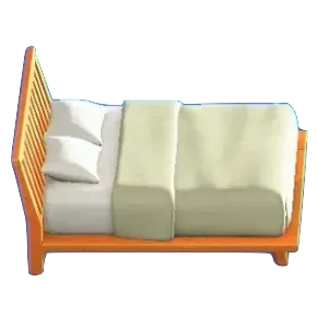 わふうモダンなベッドのオレンジウッドの画像