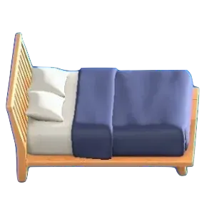 わふうモダンなベッドの紺の画像