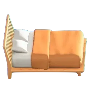 わふうモダンなベッドの橙の画像