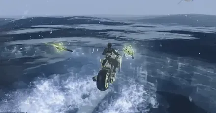 バイクの水上移動 (1)