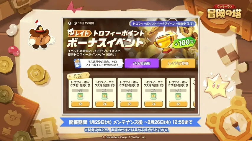 トロフィーポイントボーナスイベント