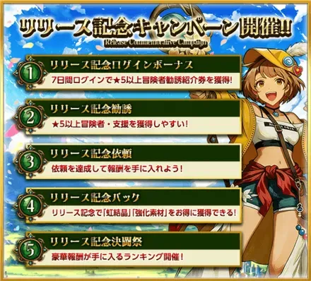 リリース記念キャンペーンスケジュール