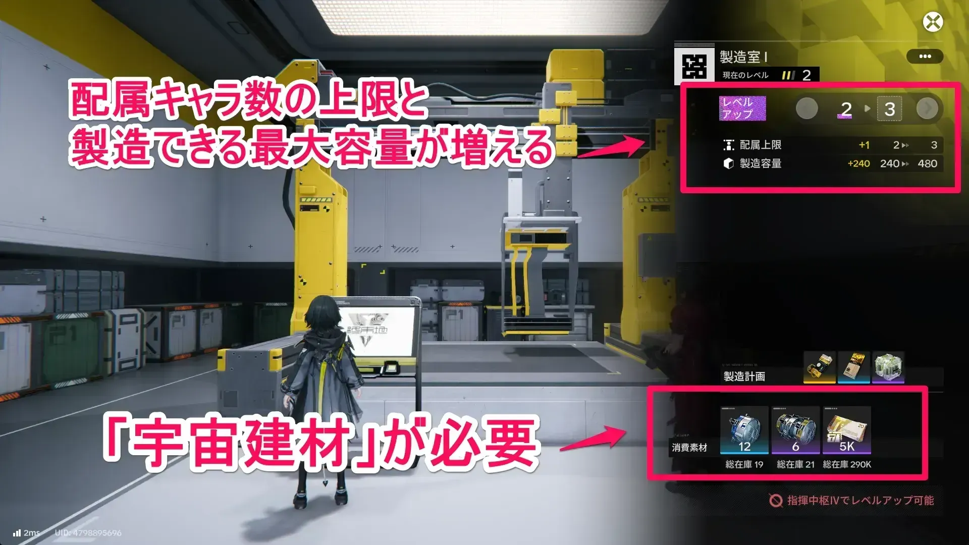 製造室のレベル上げ