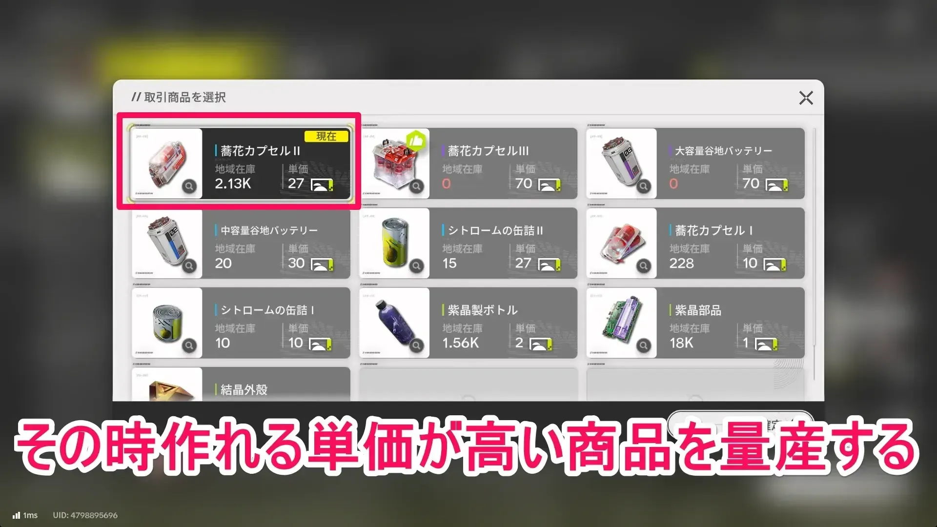 単価が高い商品