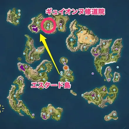 ギュイオンヌ修道院の場所