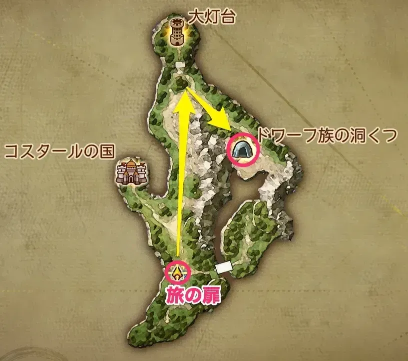 ドワーフ族の洞窟場所