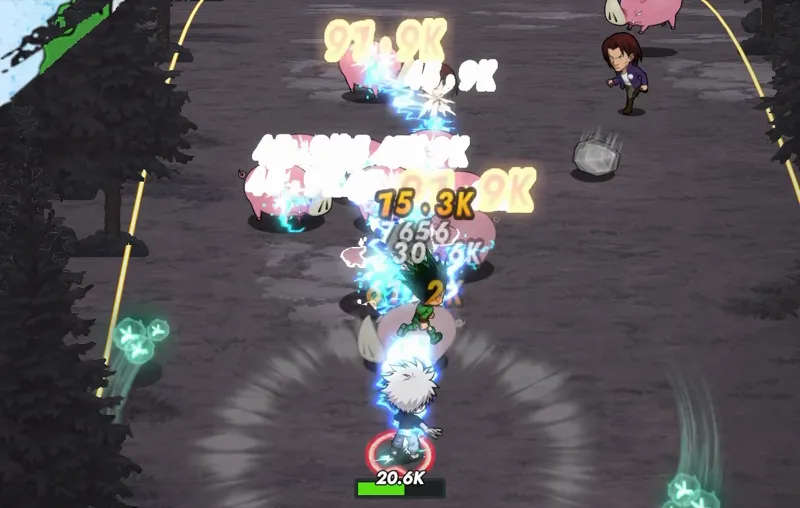 密集した敵を狙う