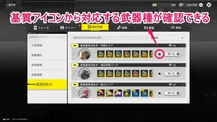 対応する武器種を確認