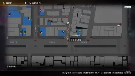 ピンク通りのゲートのマップ