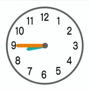 この時計は何時をさしていますか?