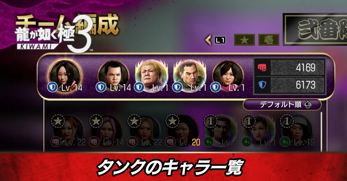 タンクのキャラ一覧