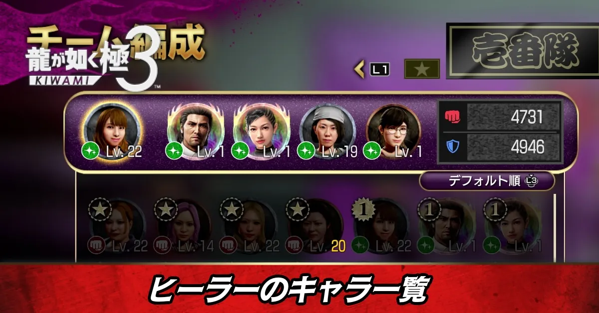 ヒーラーのキャラ一覧