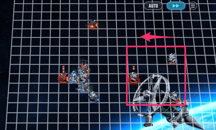 右の部隊を左側に誘導