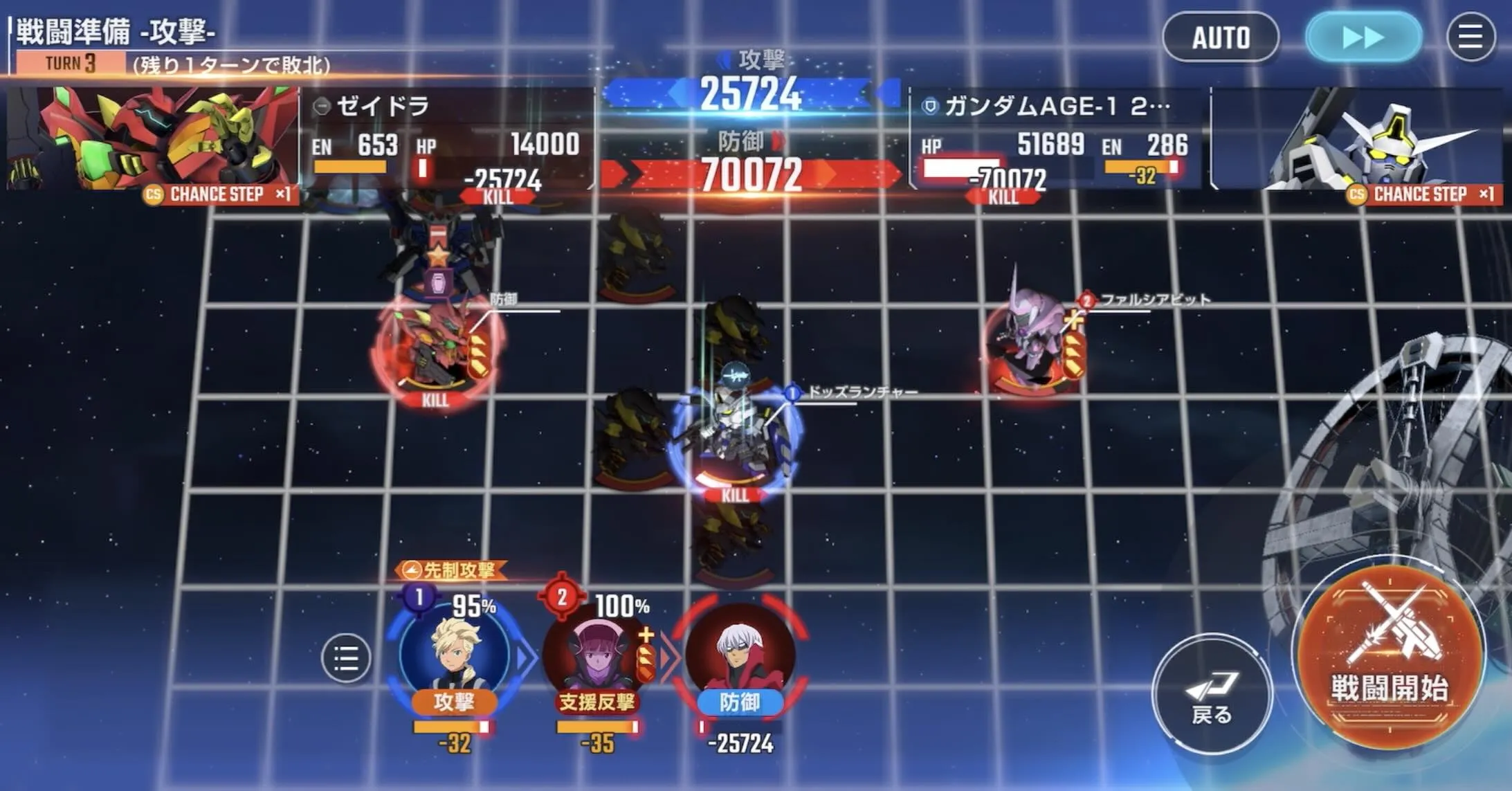 AGE-2とゼイドラを倒すことで勝利となる