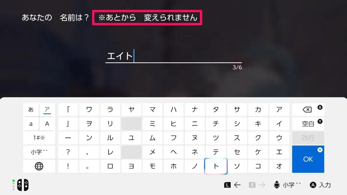 名前決め(あとから変更不可）