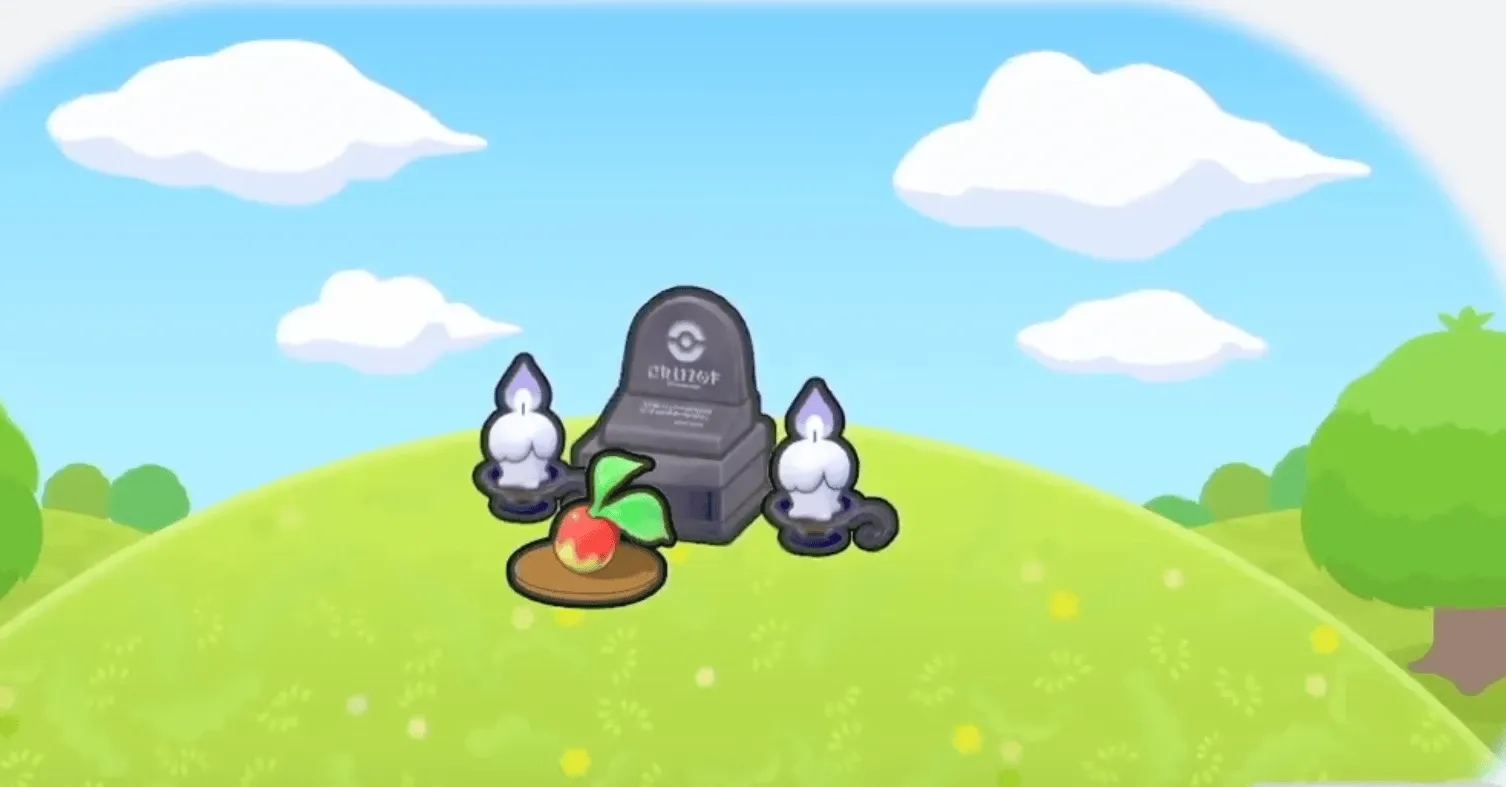 ブキミなお墓にお供えもの画像