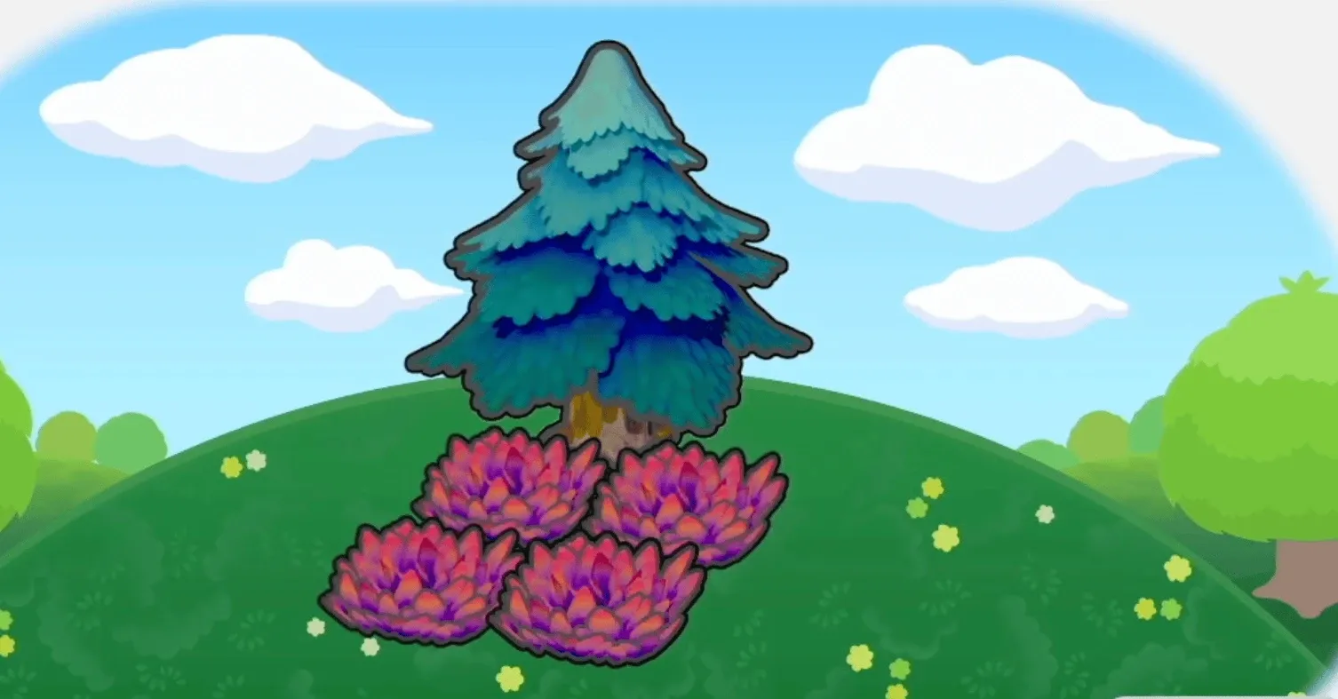 木かげの赤い草むら画像