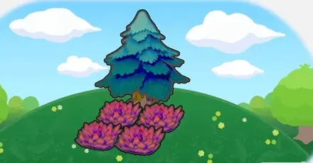 木かげの赤い草むら