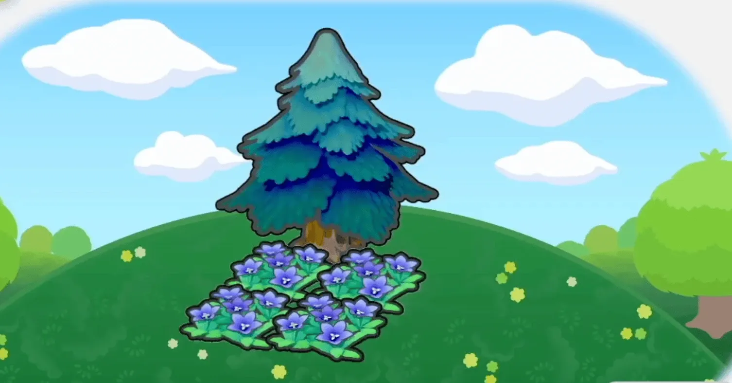 木かげのゆうがな花畑画像