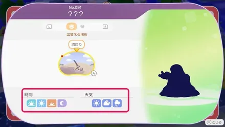 時間帯や天気の条件がわかる